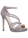 Nina Freyja Womens Glitter Rhinestone Dress Sandals In Silver