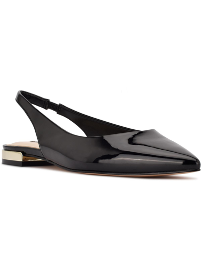 Nine West Lucee Womens Patent Pointed Toe Slingbacks In Black