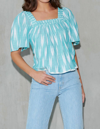 Saylor Masika Top In Teal Ikat In Multi