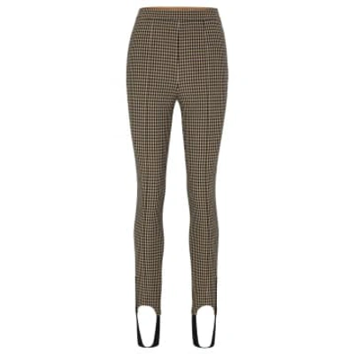 Hugo Boss Teneta Houndstooth Check Stirrup Leggings Size: 8, Col: Multi In Beige