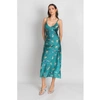 JESSICA RUSSELL FLINT SILK MIDI SLIP DRESS