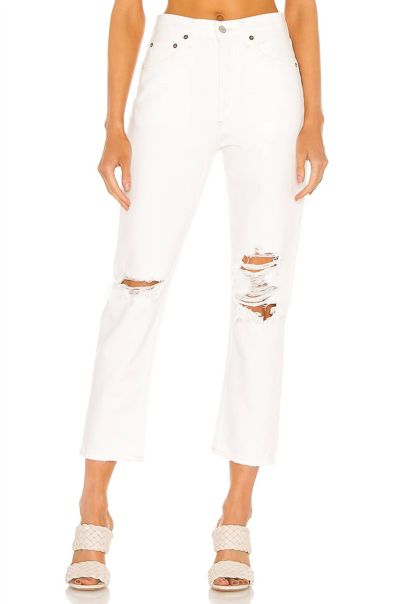 Agolde Riley High Rise Cropped Straight Leg Jeans In Slant In Multi