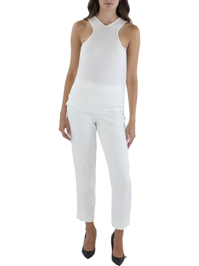 Bcbgmaxazria Womens Ribbed Blouse Tank Top In White