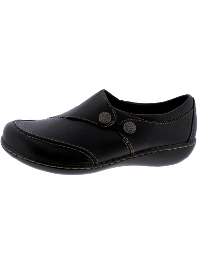 Clarks Ashland Lane Q Womens Pebbled Leather Loafers In Black
