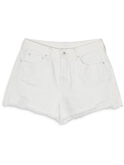 Jonathan Simkhai Womens Denim Raw Hem Cutoff Shorts In White