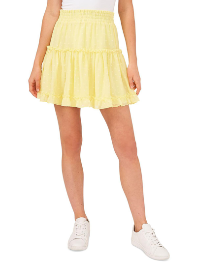 Riley & Rae Womens Smocked Short Mini Skirt In Yellow