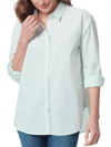 Gloria Vanderbilt Womens Collared Striped Button-down Top In Green