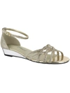 Easy Street Tarrah Womens Faux Leather Crossover Wedge Sandals In Grey