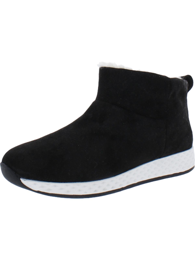 J/slides Womens Faux Suede Bootie Ankle Boots In Black