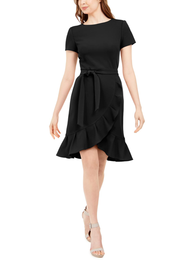 Calvin Klein Womens Crepe Midi Wear To Work Dress In Black