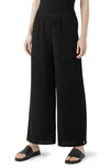 Eileen Fisher Women's Crinkled Wide-leg Pants In Black