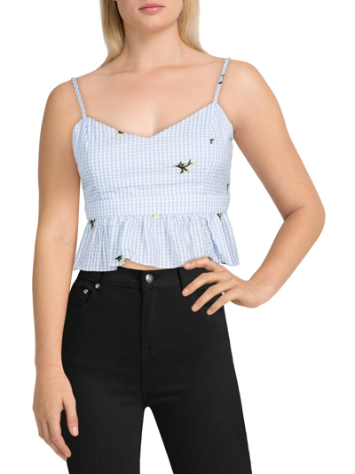 English Factory Womens Gingham Floral Crop Top In Blue