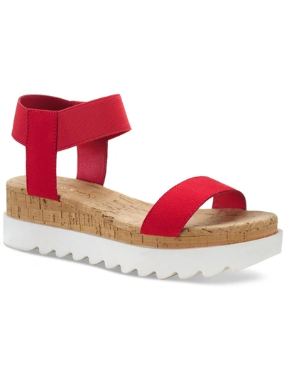Sun + Stone Melanyy Womens Laceless Open Toe Wedge Sandals In Red