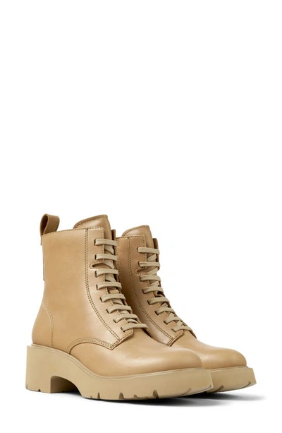 Camper Milah Leather Lace-up Boots In Medium_beige