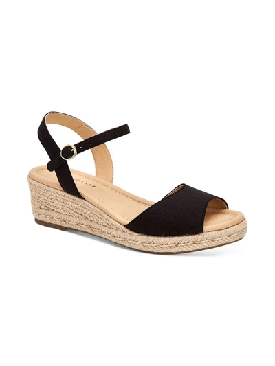 CHARTER CLUB LUCHIA WOMENS CANVAS BUCKLE WEDGE SANDALS