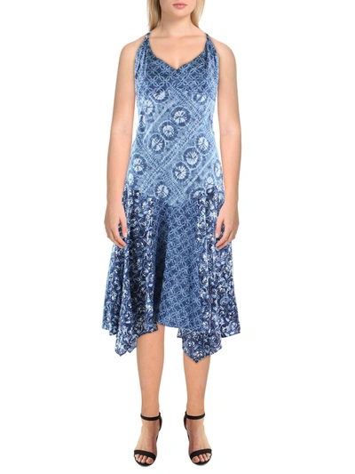 Lauren Ralph Lauren Womens Linen Midi Dress In Blue