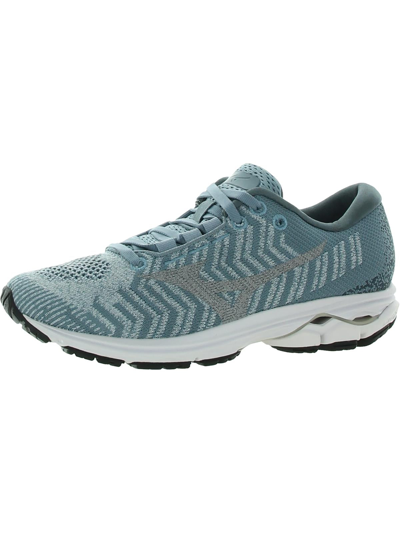 Mizuno Wave Rider Waveknit 3d Womens Fitness Workout Running Shoes In Grey