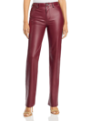 STAUD CHISEL WOMENS FAUX LEATHER HIGH RISE STRAIGHT LEG PANTS