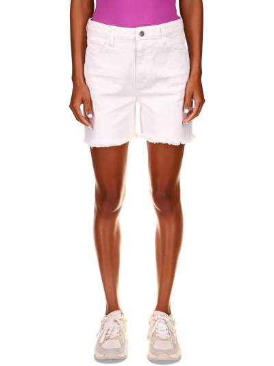 Sanctuary Denim Sidewalk Womens Denim Frayed Hem Denim Shorts In White