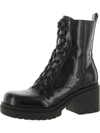 Nine West Womens Faux Leather Embossed Combat & Lace-up Boots In Black