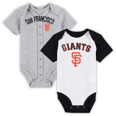 Outerstuff Babies' Newborn And Infant Boys And Girls White, Heather Gray San Francisco Giants Little Slugger Two-pack B In White,heather Gray