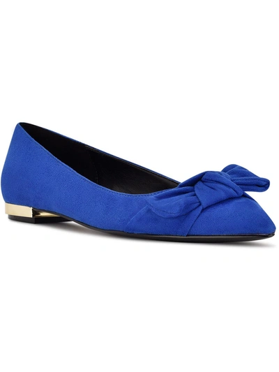 Nine West Womens Faux Suede Pointed Toe Ballet Flats In Blue