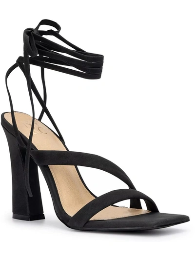 New York And Company Womens Strappy Square Toe Heels In Black