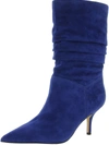 Nine West Mycki Womens Slouchy Pointed Toe Mid-calf Boots In Blue