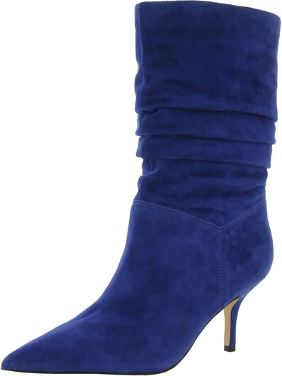 Nine West Mycki Womens Slouchy Pointed Toe Mid-calf Boots In Blue