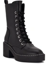NINE WEST WOMENS FAUX LEATHER EMBOSSED COMBAT & LACE-UP BOOTS