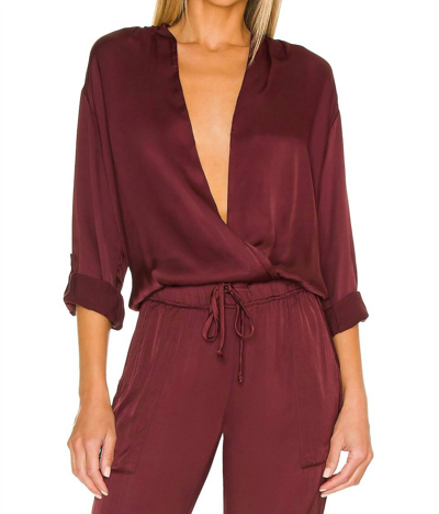 Young Fabulous & Broke Corinne Satin Blouse In Jam In Red