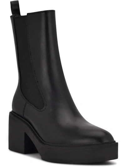 Nine West Doleas Womens Faux Leather Mid-calf Chelsea Boots In Black