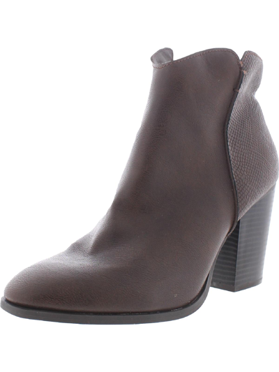 Sun + Stone Graceyy Womens Faux Leather Block Heel Ankle Boots In Brown