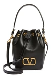 VALENTINO GARAVANI MINI VLOGO SIGNATURE LEATHER BUCKET BAG