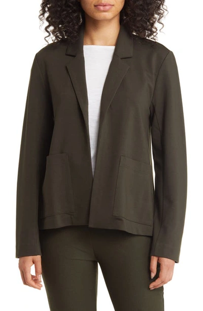 Eileen Fisher Notched Lapel Ponte Blazer In Woodland