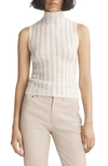 RAG & BONE CHRISTINA FUNNEL NECK SLEEVELESS WOOL BLEND POINTELLE SWEATER