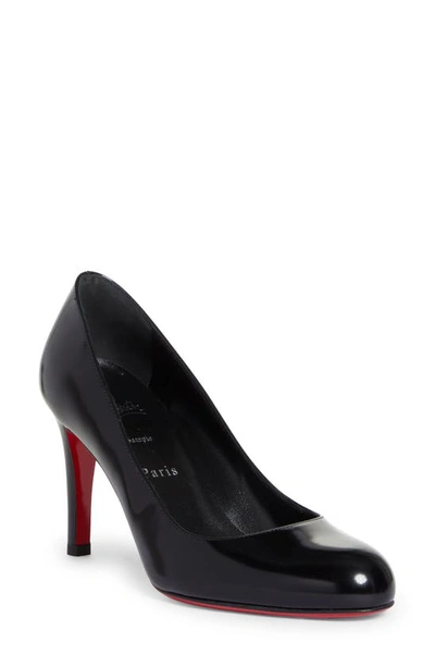 Christian Louboutin Pumppie Round Toe Pump In B439 Black/ Lin Black