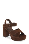 Jeffrey Campbell Amma Platform Slingback Sandal In Brown Suede