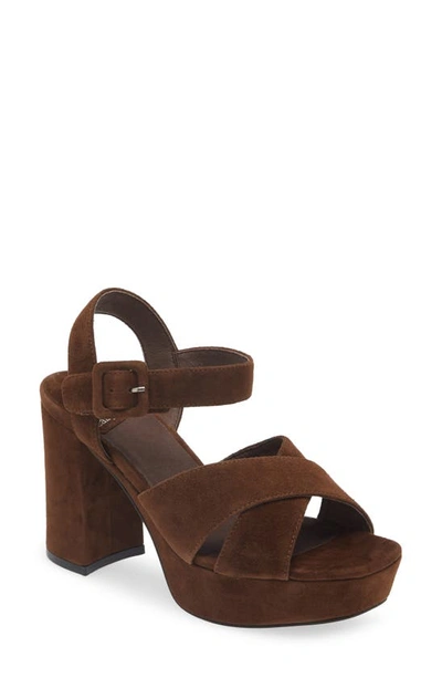 Jeffrey Campbell Amma Platform Slingback Sandal In Brown Suede