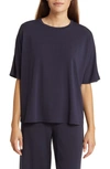 Eileen Fisher Viscose Jersey Boxy T-shirt In Blue