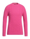 Drumohr Man Sweater Fuchsia Size 42 Lambswool In Pink