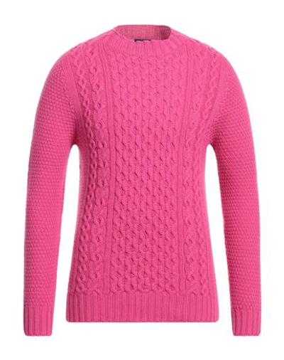 Drumohr Man Sweater Fuchsia Size 42 Lambswool In Pink