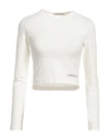 Hinnominate Woman T-shirt Ivory Size Xs Cotton, Elastane In White