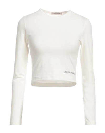 Hinnominate Woman T-shirt Ivory Size Xs Cotton, Elastane In White
