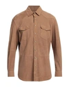 MASTERPELLE MASTERPELLE MAN SHIRT CAMEL SIZE M SOFT LEATHER