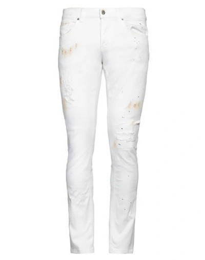 Dondup Man Jeans White Size 35 Cotton, Elastomultiester, Elastane