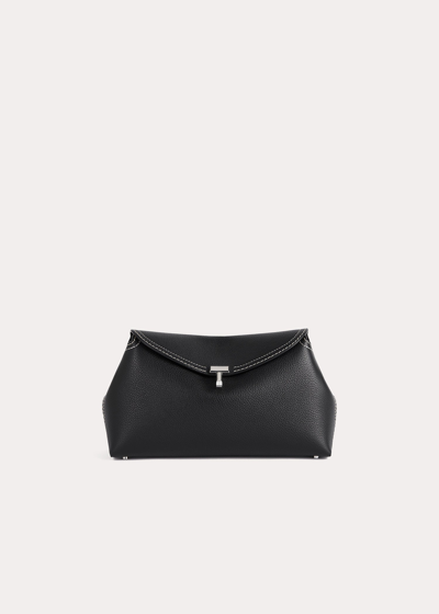 Totême T-lock Clutch Black Grain