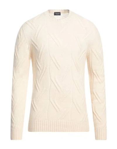 Drumohr Man Sweater Cream Size 44 Lambswool In White
