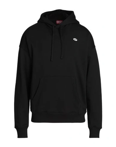 Diesel Oval-d Loose Cotton Fleece Hoodie In Black