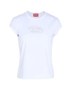 Diesel White T-shirt With Oval D Cut Out Detail In Stretch Cotton Woman In White